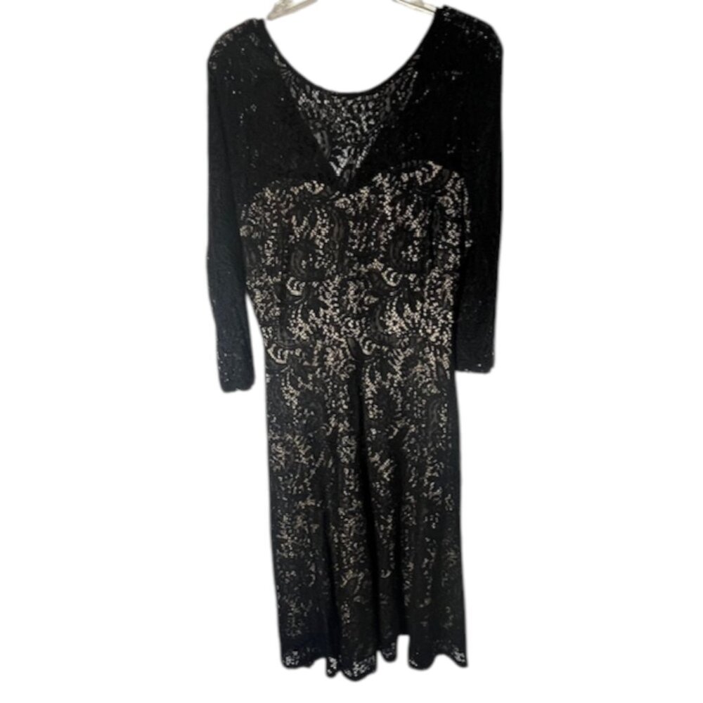 Liberty Love Black Allover Lace Fit and Flare Dress- Size L  Classy Romantic